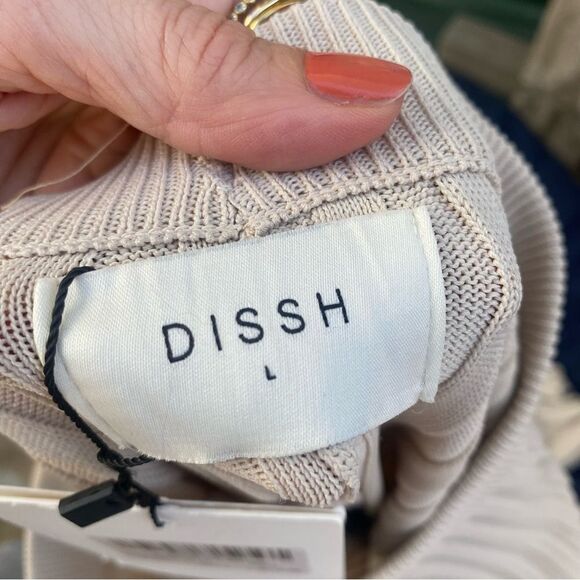 DISSH Off white, high waisted, thick ribbed maxi skirt size large NWT - Picture 10 of 10